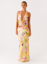 Main Act Halter Maxi Dress - Sunburst Floral