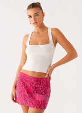 Adored By You Mini Skirt - Fuchsia