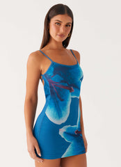 Althena Mini Dress - Turquoise Floral