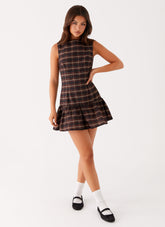 Arizona Mini Dress - Brown Black Check