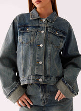 Back Again Oversized Denim Jacket - Dirty Wash