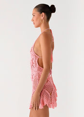 Beach Days Crochet Mini Dress - Pink