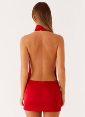 Birdie Halterneck Mini Dress - Red