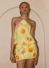 Bliss Beaded Halter Top - Floral Beaded