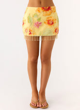Bliss Beaded Mini Skirt - Floral Beaded