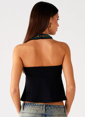 Boheme Breeze Halter Top - Black