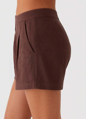 Born For Bordeaux Linen Shorts - Brown