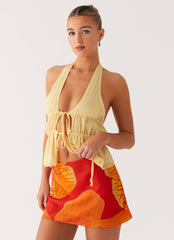 Breezy Palms Mini Skirt - Serene Orange