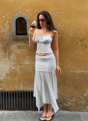 Buffy Maxi Skirt - White Polkadot