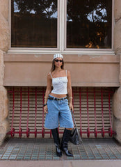 Buffy Top - White Polkadot