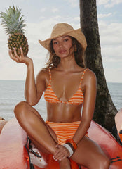 Calista Bikini Top - Orange Stripe