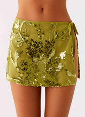 Cancun Sequin Mini Skirt - Lime