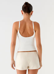 Candela Suede Low Rise Mini Shorts - Ivory