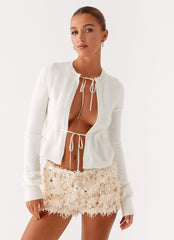 Candy Sequin Mini Shorts - White