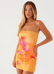 Caroline Mini Dress - Orange Floral