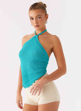 Cayla Backless Top - Turquoise