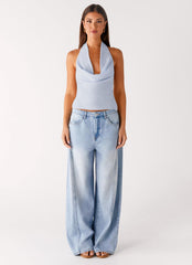 Charli Cowl Top - Blue