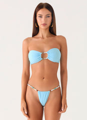 Coastal Breeze Bead Strapless Bikini Top - Turquoise