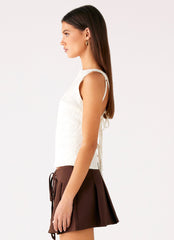 Cypriana Tie Back Top - White