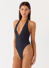 Delia One Piece Swimsuit - Black Polkadot
