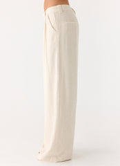 Delong Low Rise Linen Pants - Oatmeal