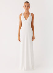 Desi Halterneck Maxi Dress - White