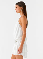 Dopamine Belt Mini Dress - White