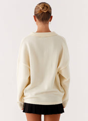 Dorian Button Knit Sweater - Ivory