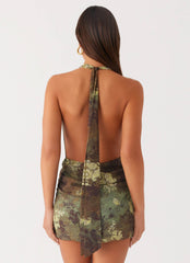 Eleanora Plunge Mini Dress - Cyber Floral