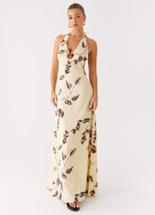 Elvina Halter Neck Maxi Dress - Buttercream Bliss