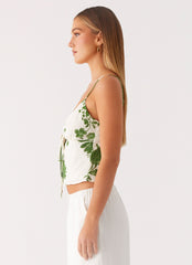 Faela Cotton Cami Top - Verdant Bloom