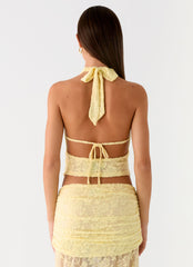 Farruko Jacquard Halter Top - Butter