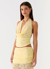 Farruko Jacquard Halter Top - Butter