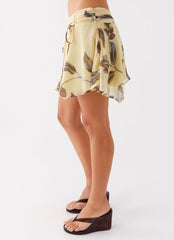 Fiore Asymmetrical Mini Skirt - Buttercream Bliss