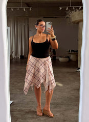 Fit Check Midi Skirt - Pink Check