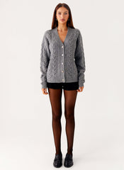 Frawley Cable Knit Cardigan - Grey
