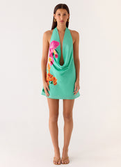 Halia Cowl Mini Dress - Jungle Bloom
