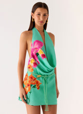 Halia Cowl Mini Dress - Jungle Bloom