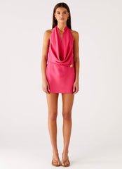 Halia Cowl Mini Dress - Watermelon