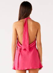 Halia Cowl Mini Dress - Watermelon
