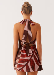 Heavy Hearted Linen Mini Dress - Cinnamon Palm