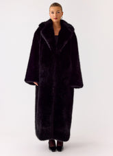 Kamil Fur Maxi Coat - Black