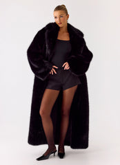 Kamil Fur Maxi Coat - Black