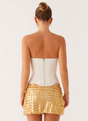 Kasen Sequin Mini Skirt - Gold