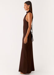 Keena Scarf Maxi Dress - Chocolate