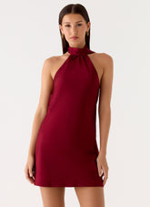 Keena Scarf Mini Dress - Burgundy