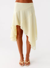 Kia Low Rise Asymmetrical Midi Skirt - Yellow
