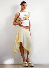 Kia Low Rise Asymmetrical Midi Skirt - Yellow