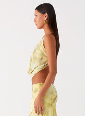 Kylo Cowl Top - Yellow Tie Dye