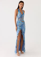 Last Sequence Maxi Dress - Aqua Paisley